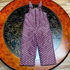 Circo Girls Ski Suit Pink & Brown Heart Print 100% Polyester Snow Bib Overall 3T